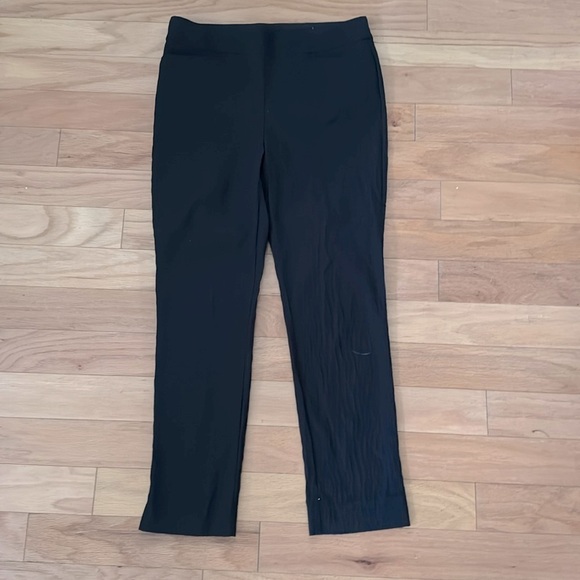 Chico's | Black Straight Leg Pants | Textured | Stretchy Pull On Pant | size 6R - Picture 1 of 6